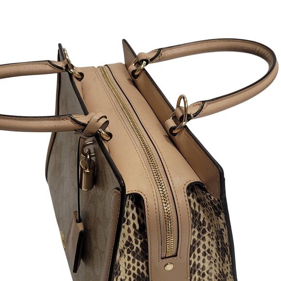 Coach Zoe Carryall Crossbody Anti-Theft Snakeskin Signature Canvas - Picture 4 of 12